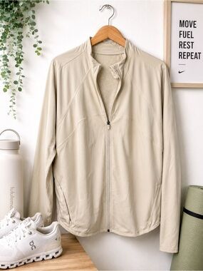 Old Navy Cropped Beige Lightweight Zip-Up Jacket